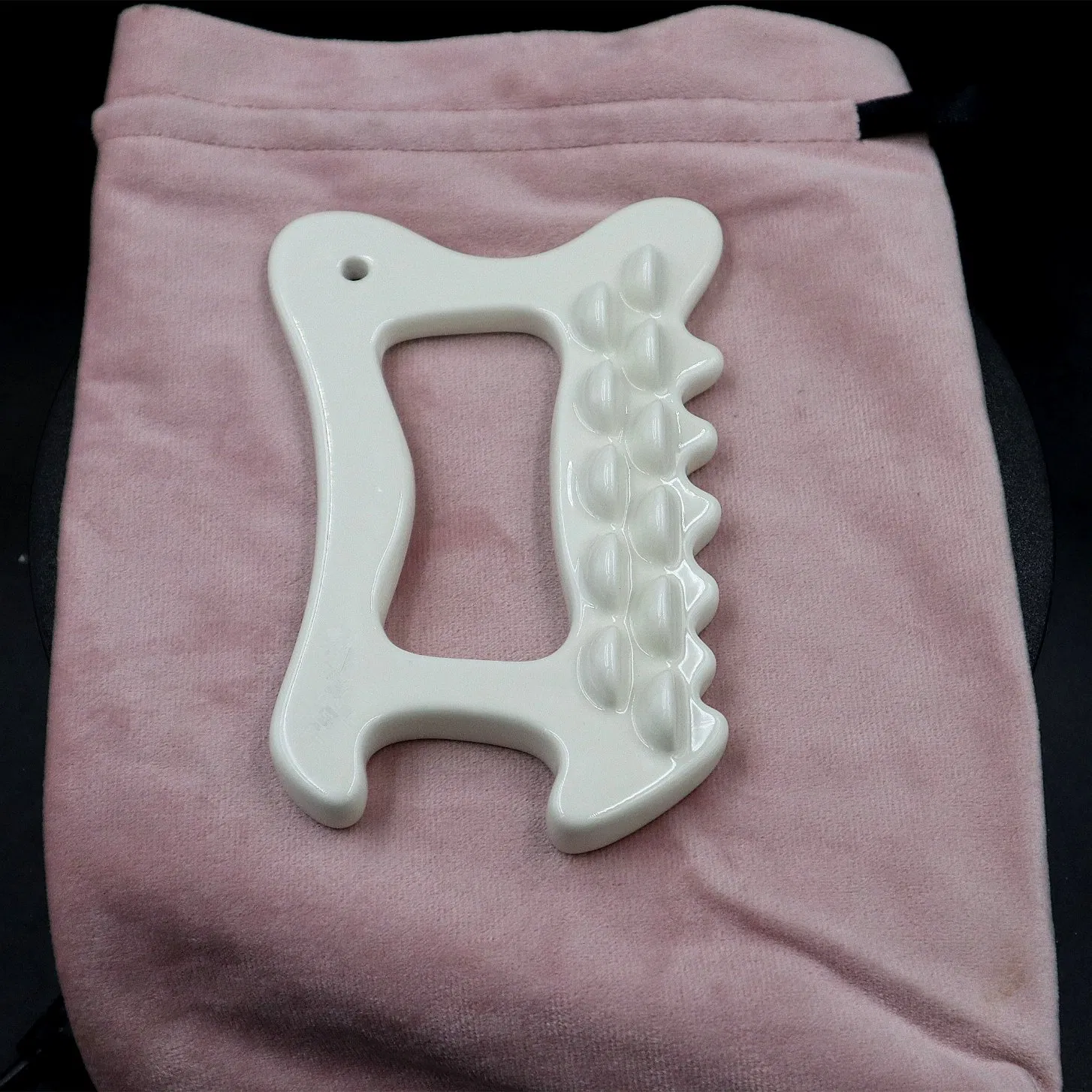 Guasha Board for Body Skin SPA Marbling Horn Shape Ceramic Guasha Massage Tool Guasha Therapy Tool Ceramic Gua Sha Scraping Tool