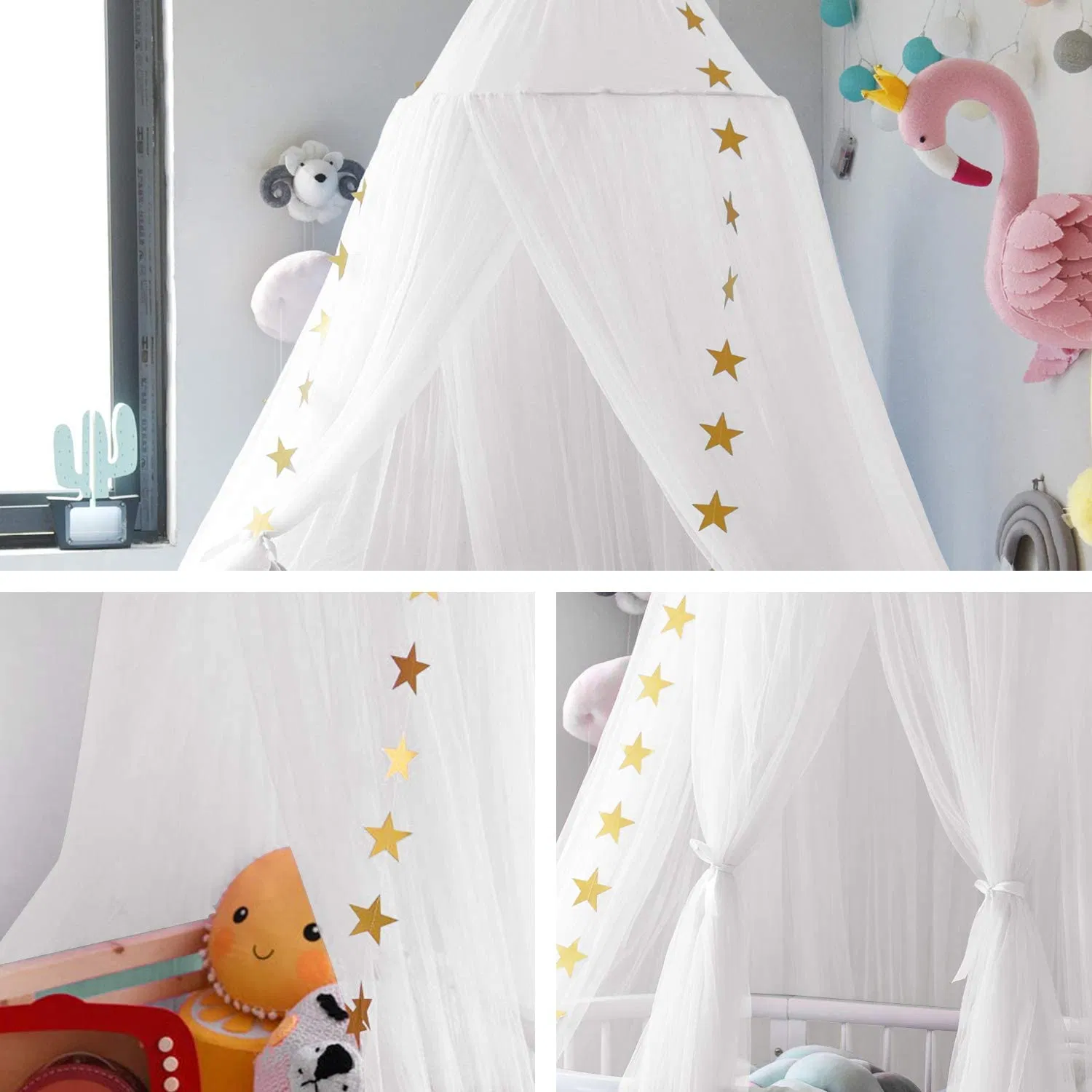 Twinkle Star Bed Canopy String Lights Bed Netting Canopy Curtains Canopy