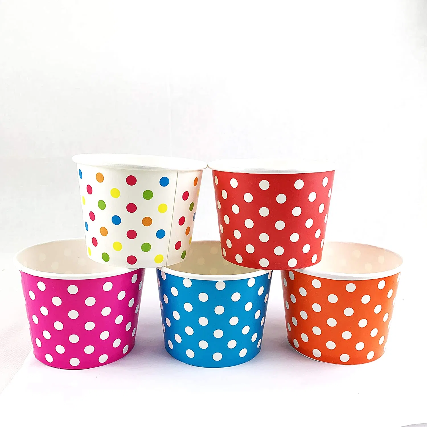 Paper Disposable Ice Cream Cups, Dessert Bowls (White, 12 oz)