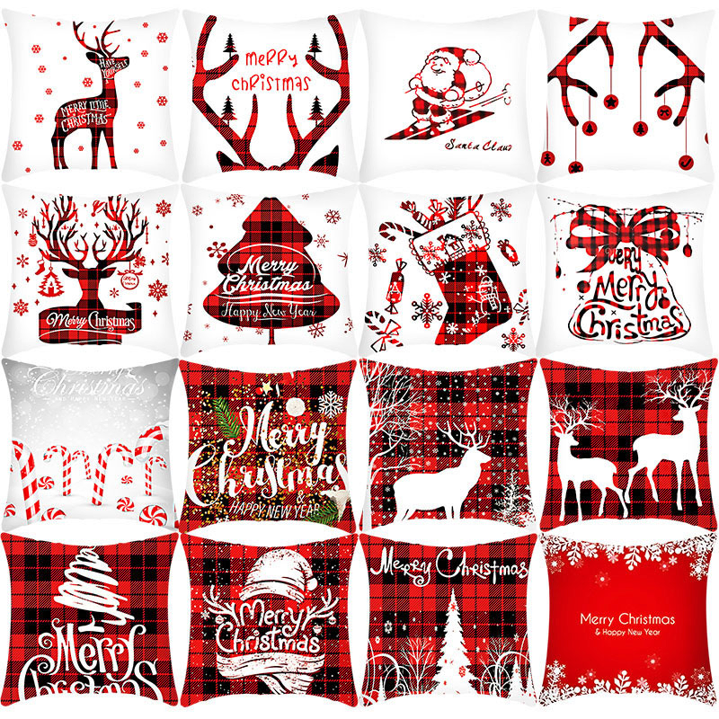 18*18 Inch Merry Christmas Deer Christmas Tree Decorations Cushion Cover