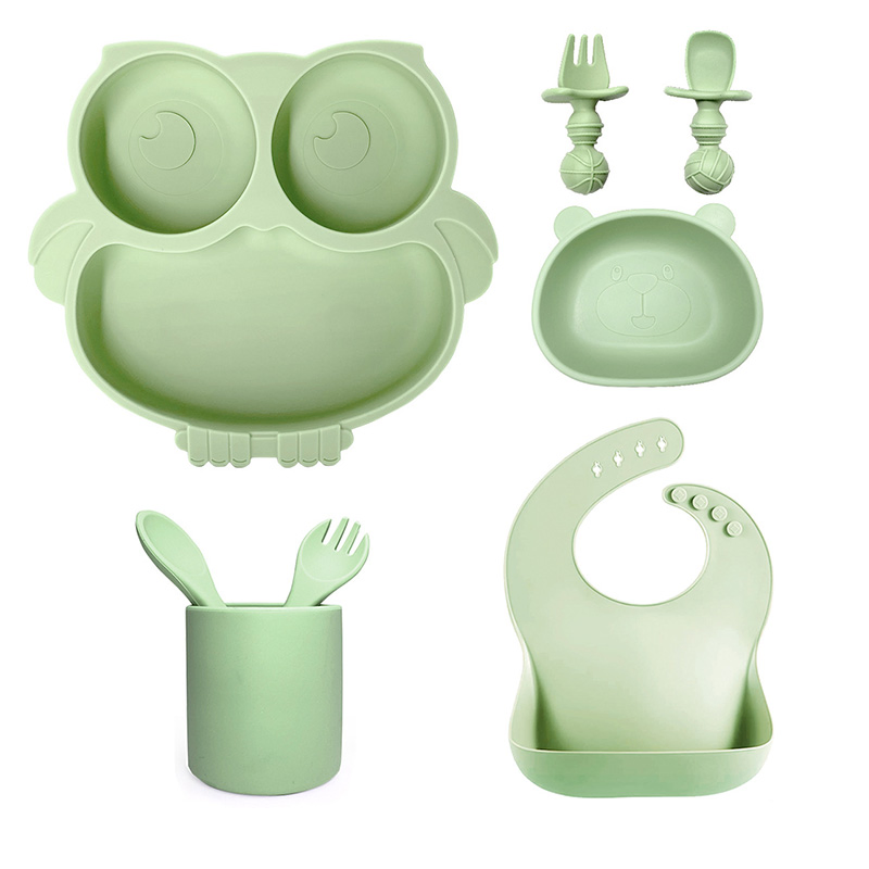 Owl Silicone Plate LFGB Food Warming Kids Feeding Plate Set Silicone Nordic Design