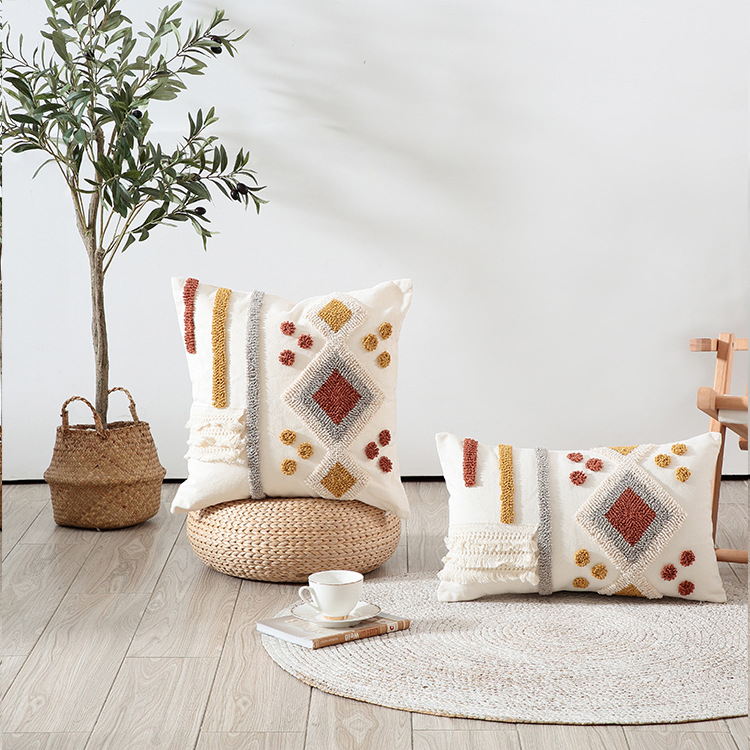 Tufted Cushion Cover with Custom Colors for Personalized Decor Colorful Bohemian Cushion