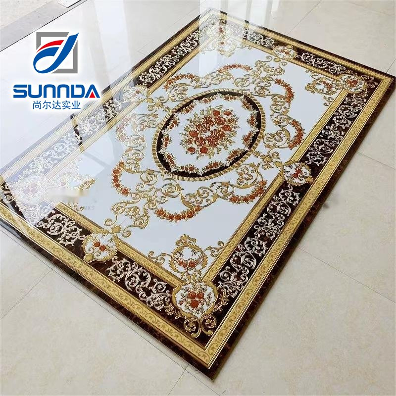 Plated Gold Silver Glazed Polished Carpet Floor Tiles Hote Hall Decoration