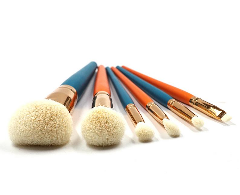 Fashion 6PCS Set Blue & Orange Color Makeup Brushes Portable Beauty Tools High-Quality