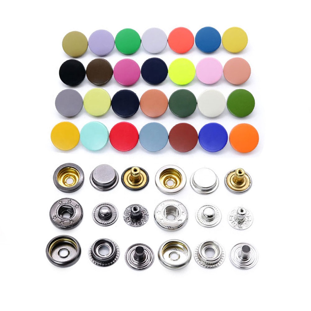 Кнопки металлические пружинные для одежды 4 части матовые