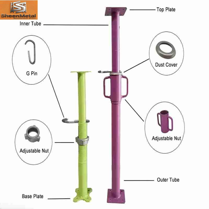 Adjustable Red/Blue Steel Shoring Props for Construction and Renovation