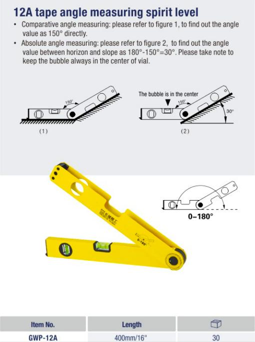 Складной угломерный уровень 400 мм с двумя ампулами
