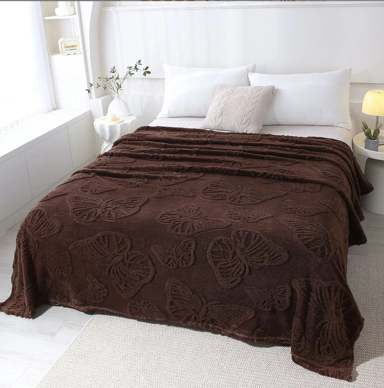 Wholesale 100% Polyester Flannel Blanket Butterfly Pattern Fleece Blanket