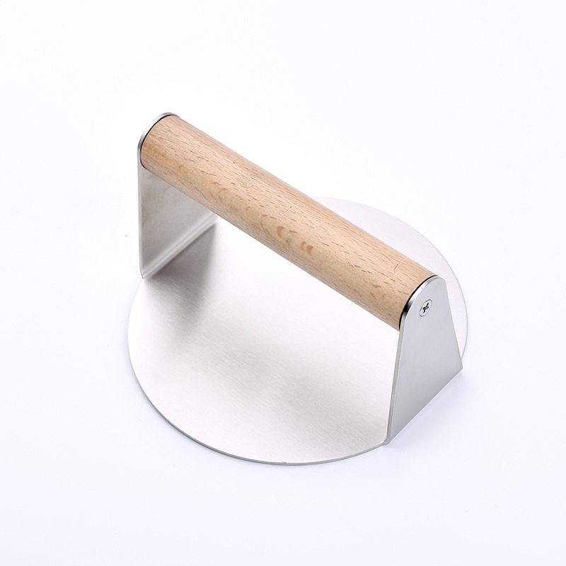 Steak Weight with Bamboo Wood Handle- Cast Iron Grill Press