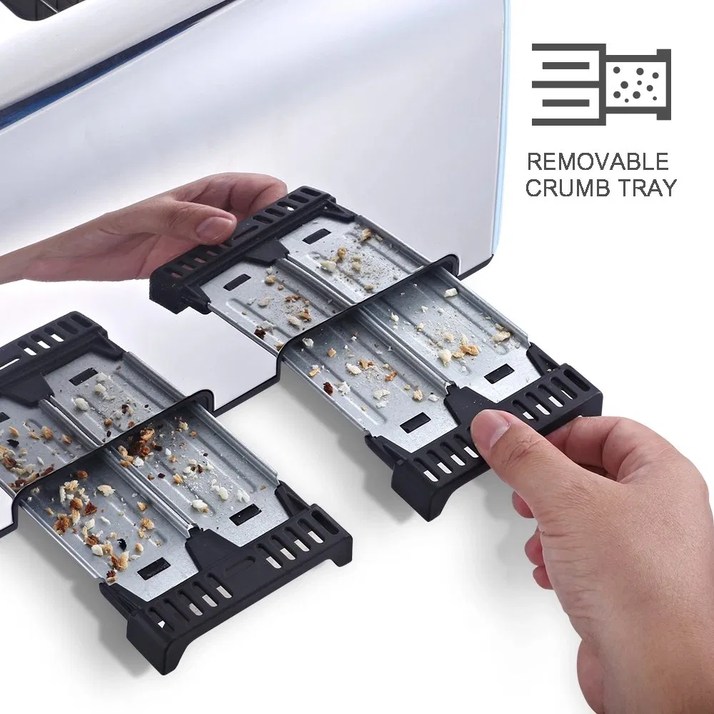 New Design Hot Sell Sandwich Electric 4 Slice Stainless Steel Bread Toaster with 6 Bread Shade Setting Wide Slot