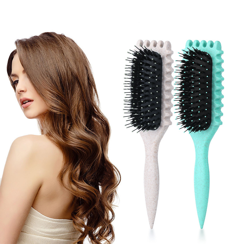 Curl Defining Brush, 2025 Boar Bristle Hair Brush Styling Brush, Curly Hair Brush, Curl Define Styling Brush, Shaping & Defining Curls for Women