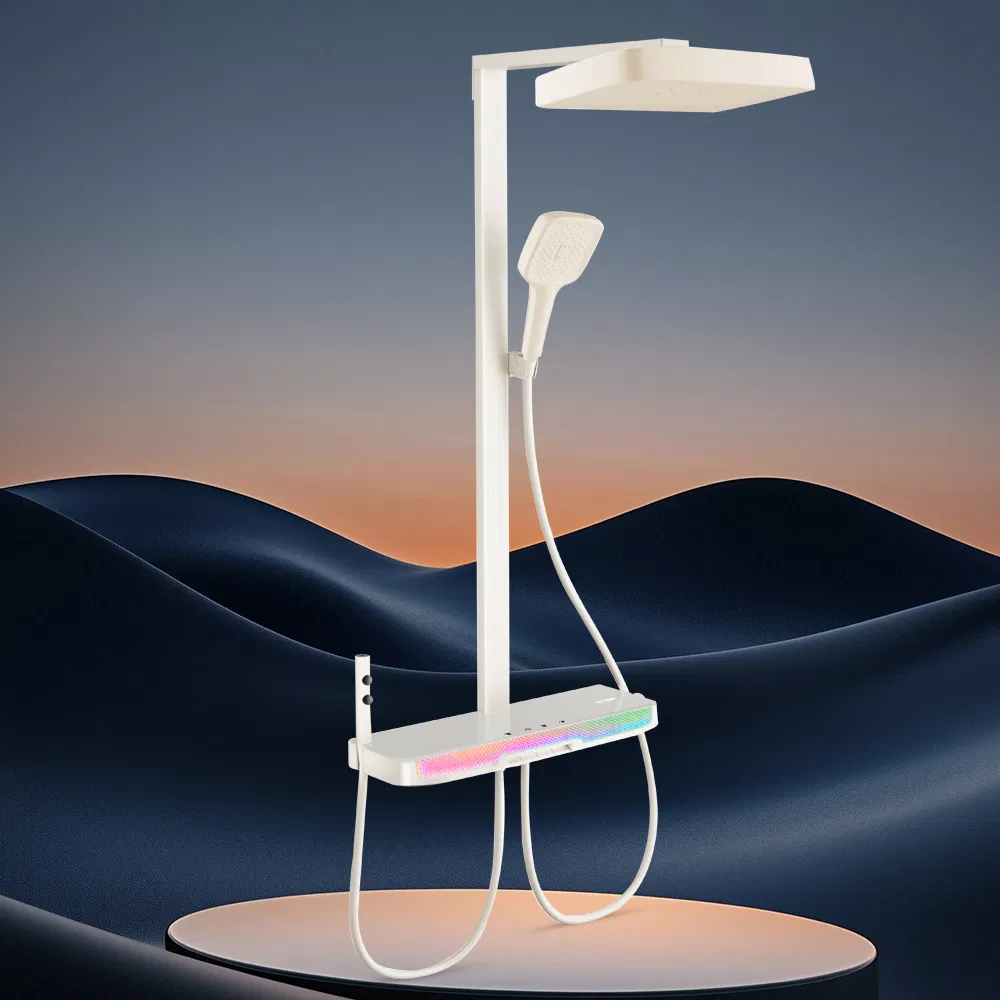 off-White Color Shower Set with Shower Head Bathroom Accessories Rain Down Washroom