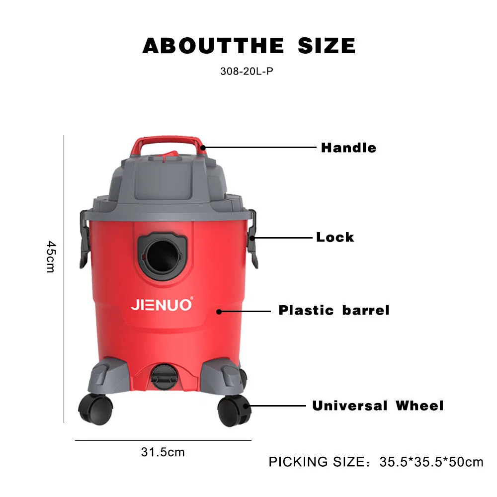 High Power Durable PP Plastic Tank Wet and Dry Industrial Vacuum Cleaner for Floor Care