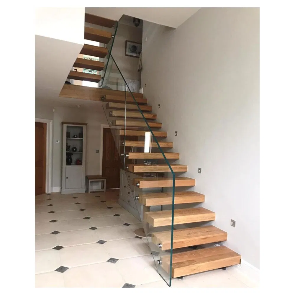 Top-Quality Interior Wooden Tread Modern Floating Staircase