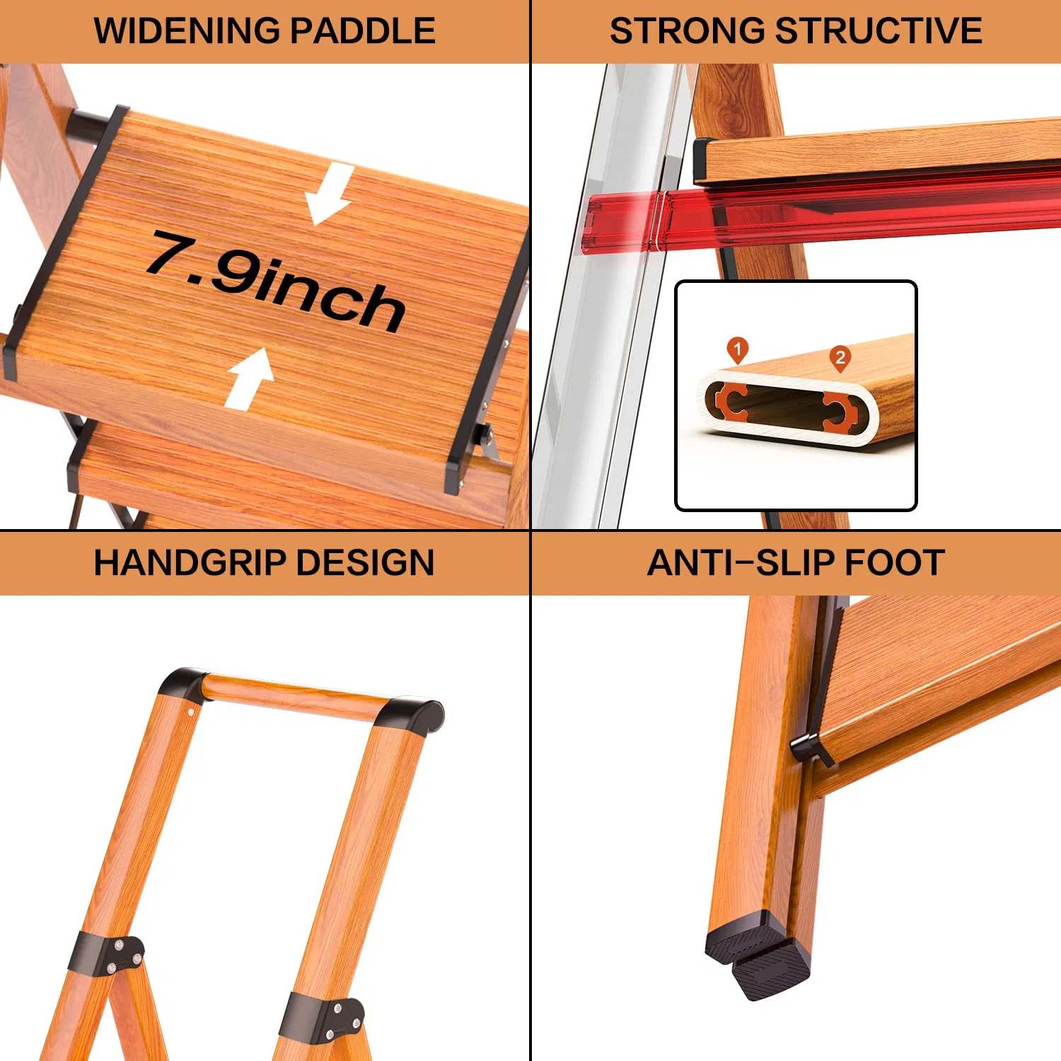 5 Steps Tool Case Aluminum Step Ladder with Good Quality China Factory