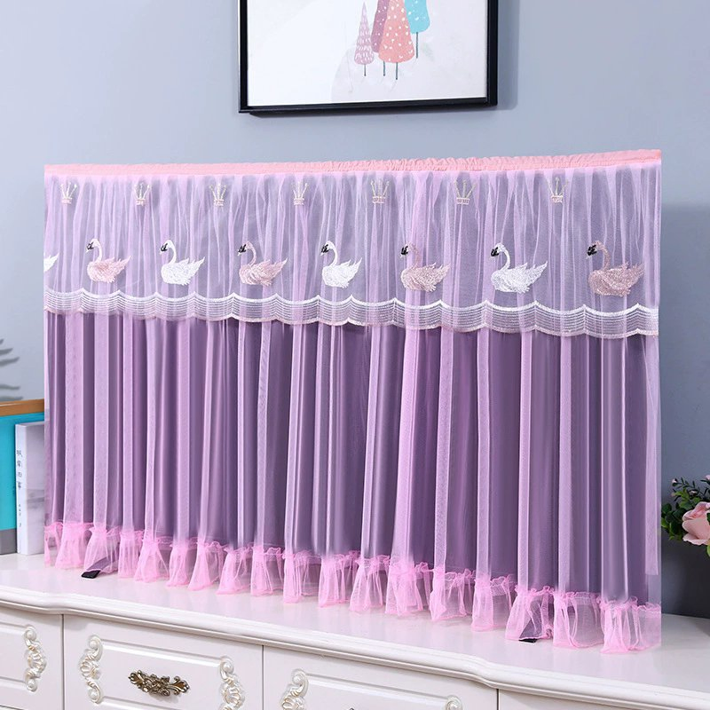 Lace Fabric Monitor Screen Home Decorations TV Protector with Elastic TV Dust Cover