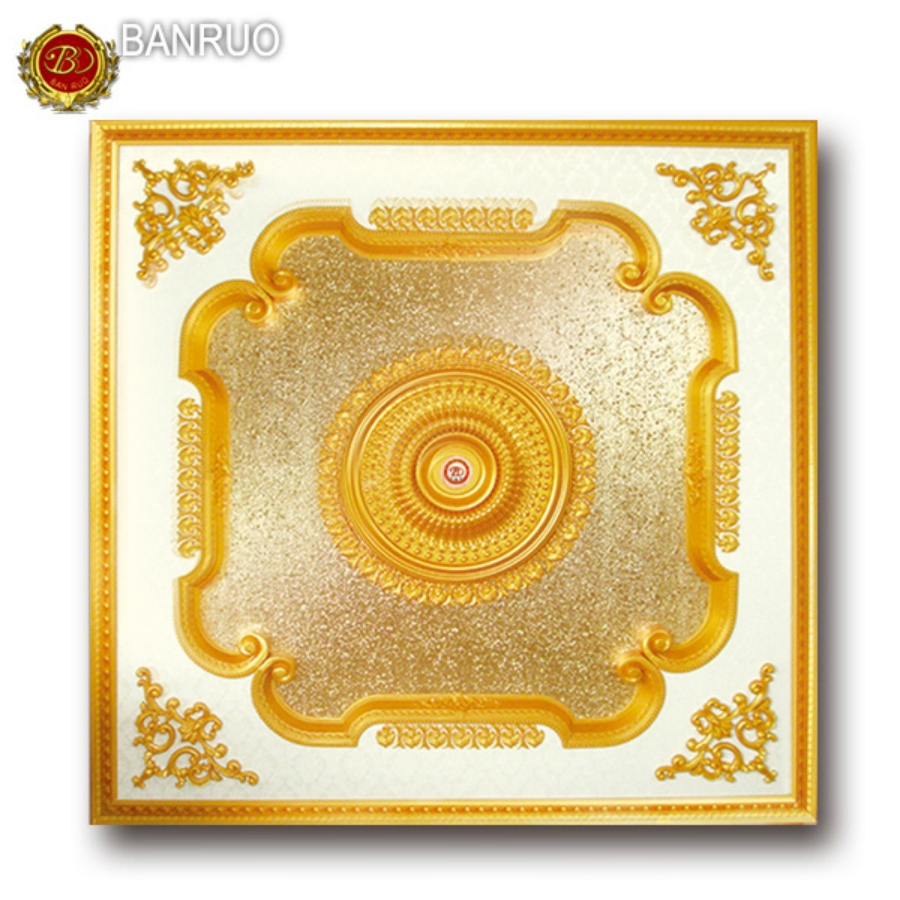 Golden Ceiling Medallions Artistic Ceiling Panel for Light Decoration
