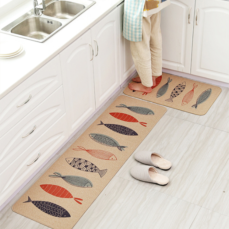Dirt Resistant Anti-Slip Print Interior Vinyl PVC Kitchen Mat