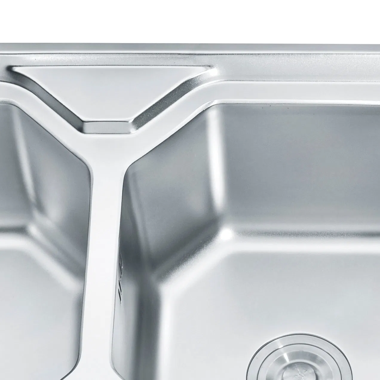 China Produce Double Bowl Stainless Steel Kitchen Sink with Drainboard Industrial Kitchen Sink with Plate