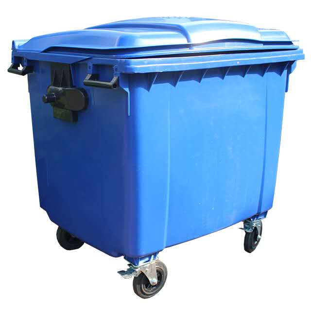 HDPE Plastic 1100 Liter Garbage Bin with Four Moving Wheels