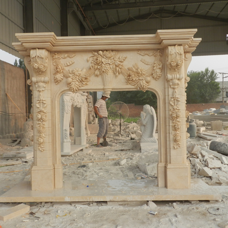 Hand Carved Home Decoration Cultured White Marble Fireplace Surround Price