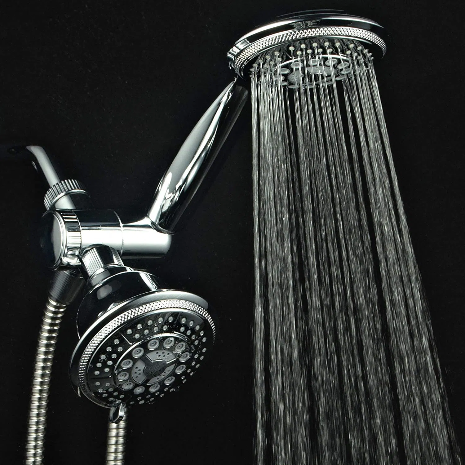 High Pressure 24 Function 4" Face Dual 2 in 1 Shower Head System Stainless Steel Hose Patented 3-Way Water Diverte Handheld Showerhead Rain Shower Combo
