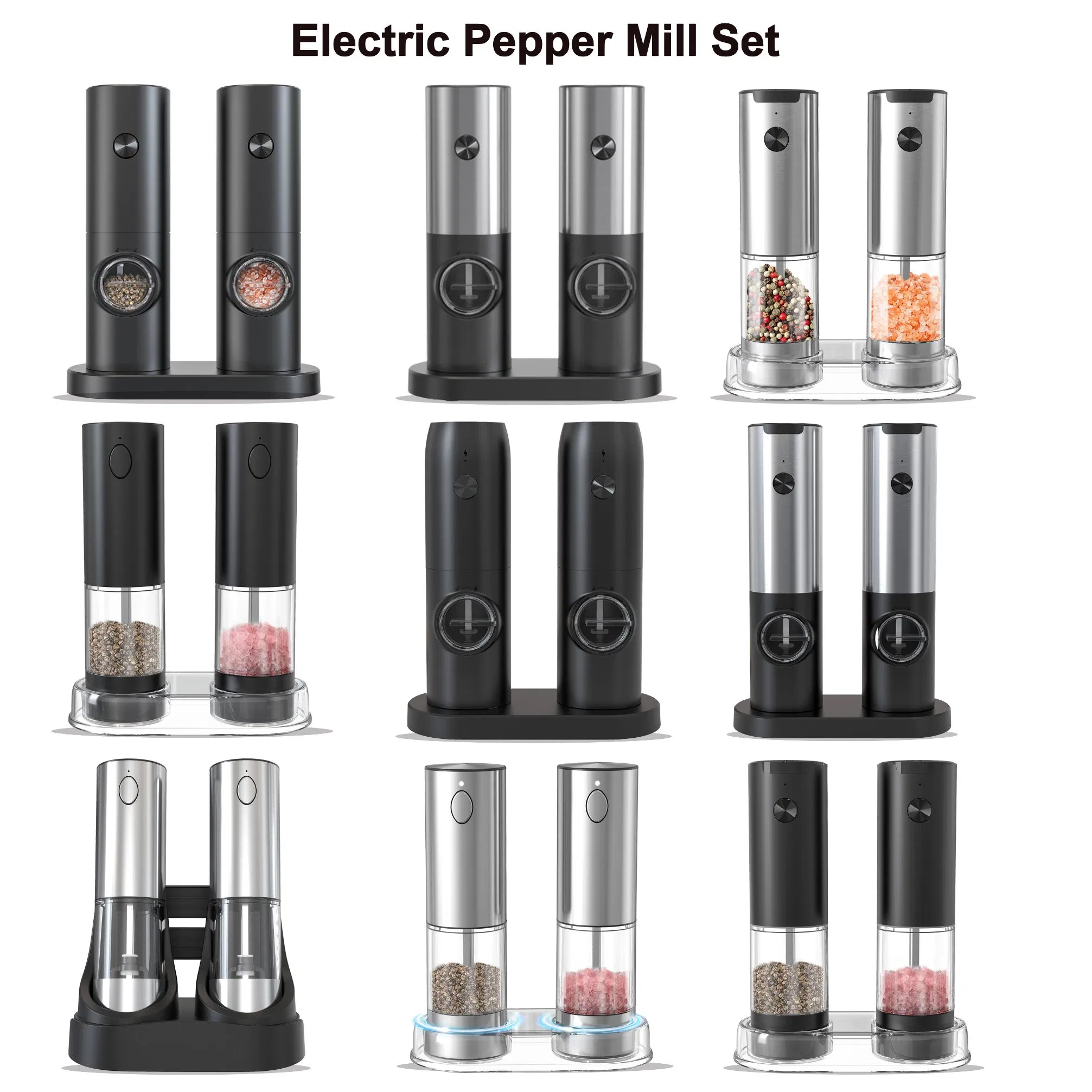 Stainless Steel Rechargeabletype-C Gravity Automatic Electric Spice Salt and Pepper Grinder