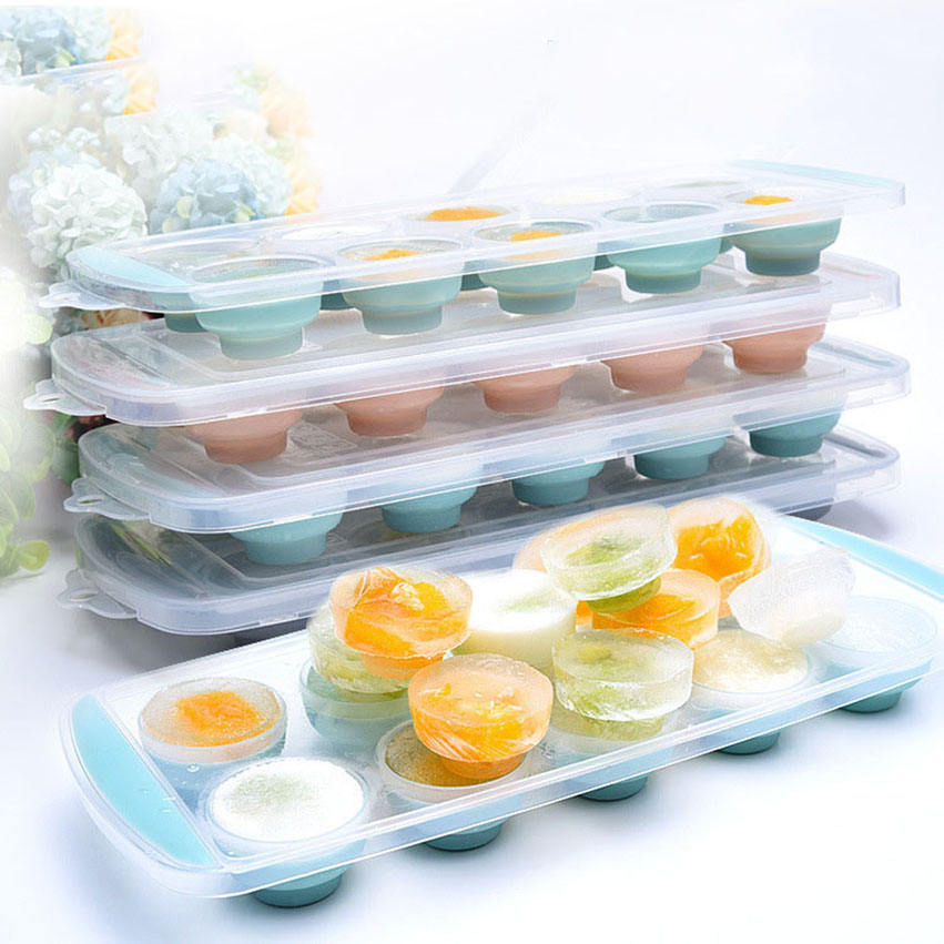 30*12cm BPA Free Silicone Ice Cube Tray with Lid
