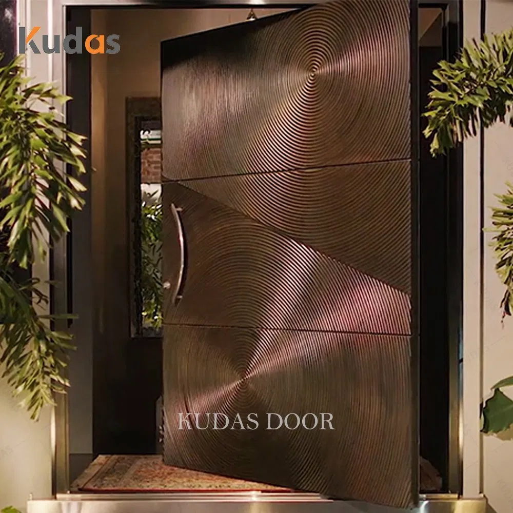 America Residential High End Custom Design Modern 3D Carving Aluminum Alloy Solid Wooden Exterior Villa Entry Door for Houses