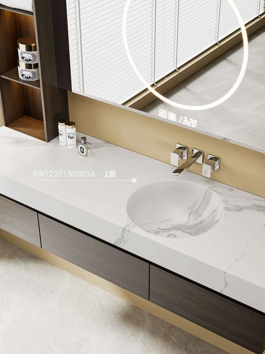 Интегрированная раковина из белого синтерированного камня Calacatta