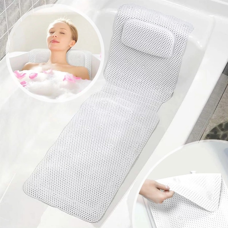 High-Quality Long Soft Full Body Bath Cushion Durable Anti-Slip Anti-Mold Bathtub Pillow