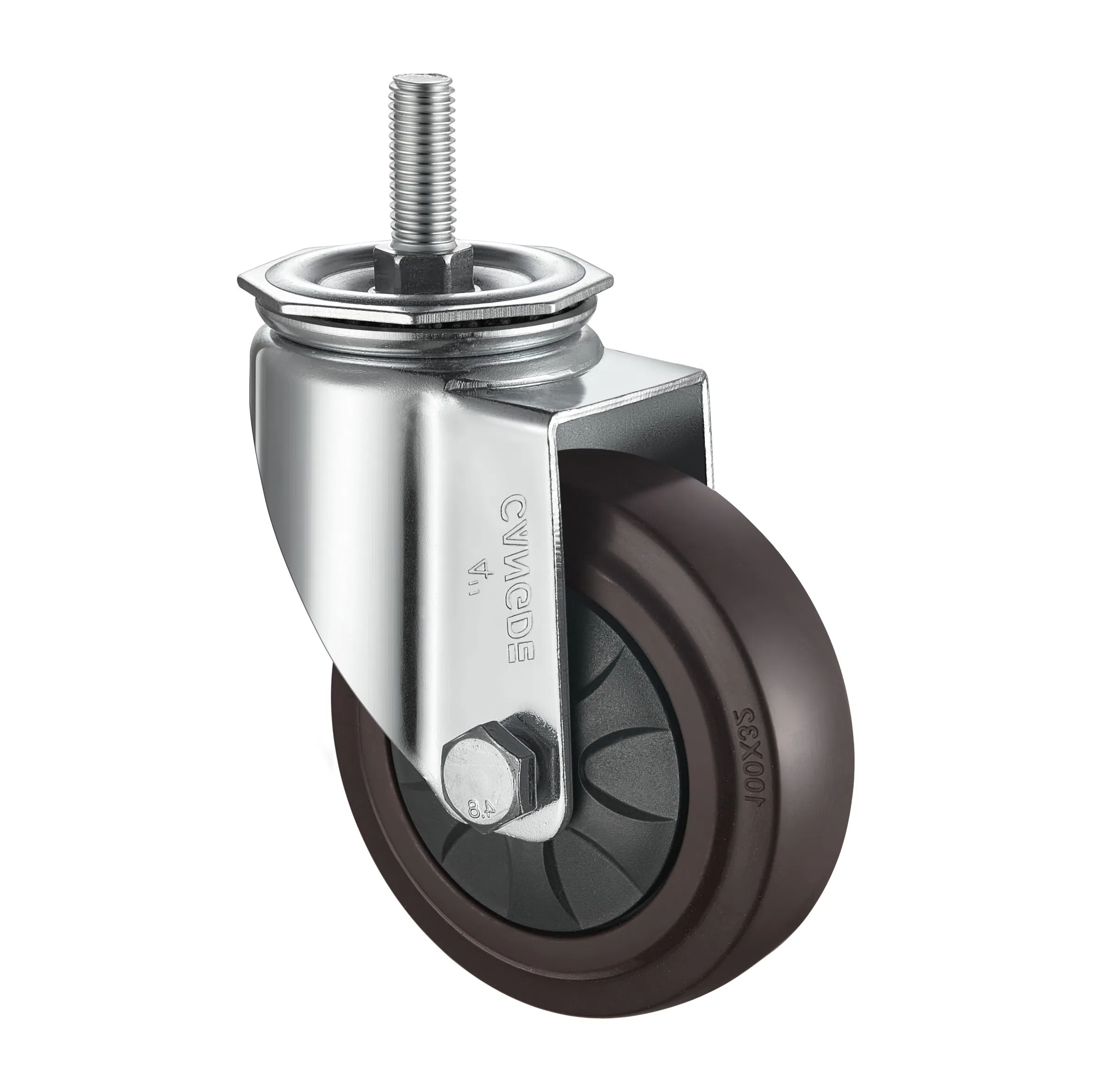 2.5 Inch 3 Inch 4 Inch 5 Inch Medium Duty Casters - Brown TPR Soft Rubber Wheels