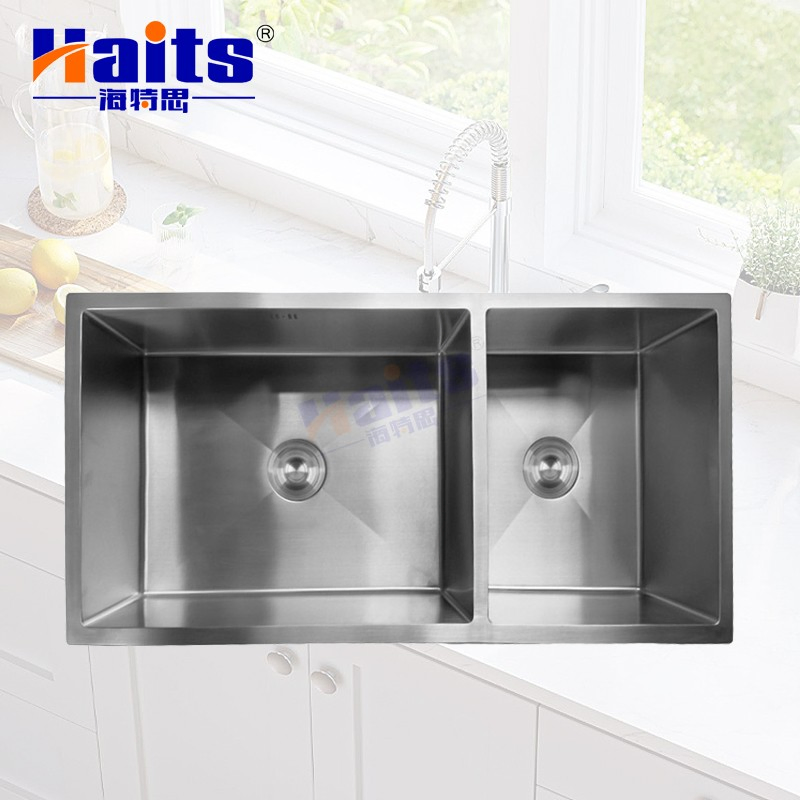Stainless Kitchen Sink Double Bowl Silver Black Customized Size Kitchen Hardware