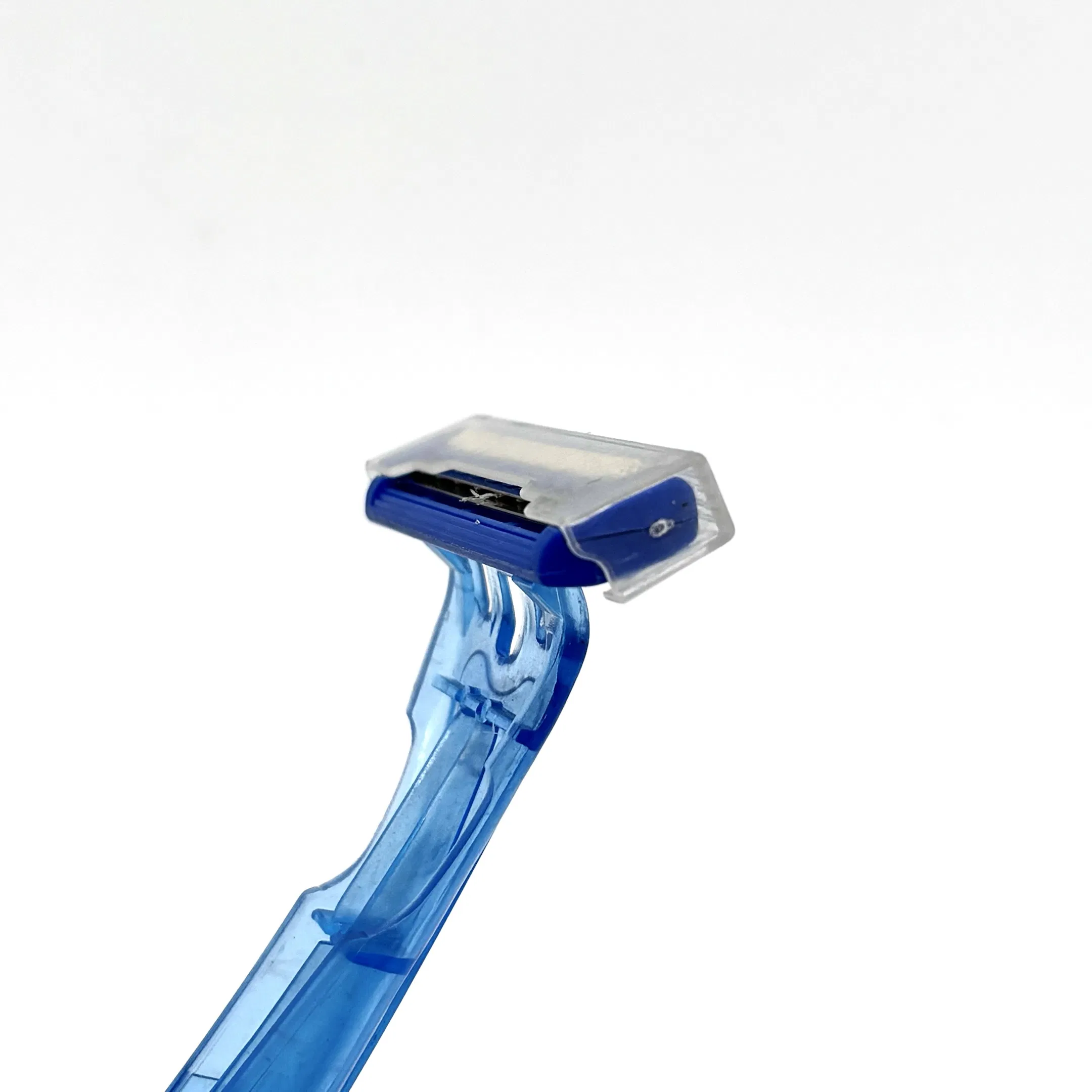 Transparent Blue Crank Razor with Double-Layer Blades and a Lubricating Strip 06