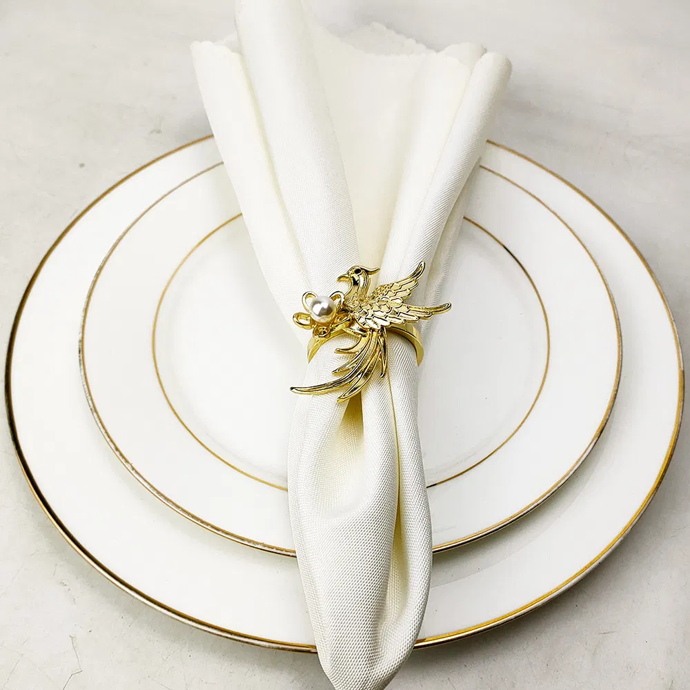 High Quality Phoenix-Shaped Pearl Decorative Crafts Napkin Rings