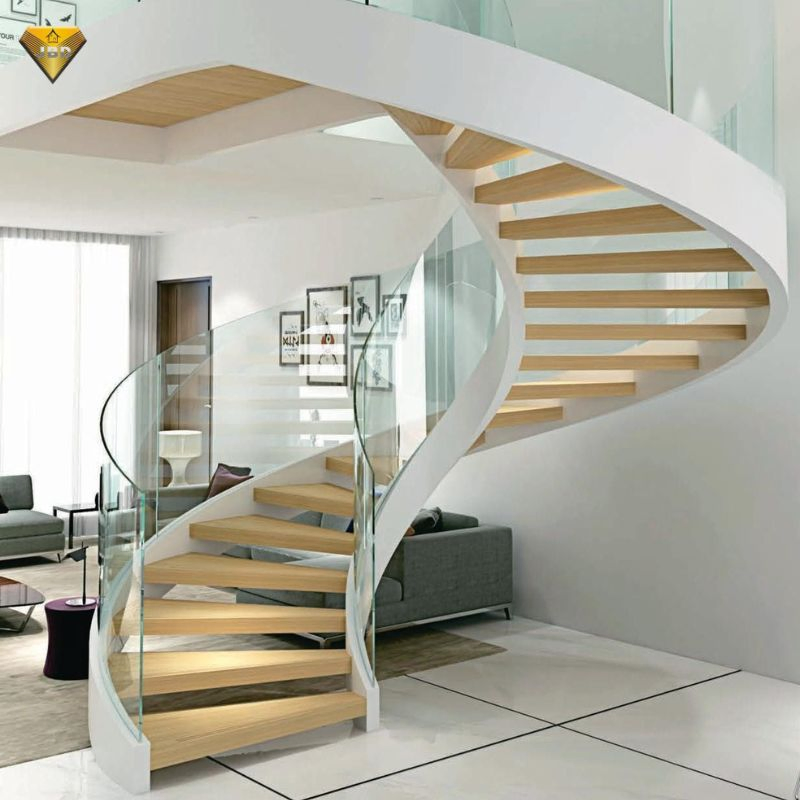 Modern Square Stairs Balcony Tempered Glass Hand Rail Staircase Railing