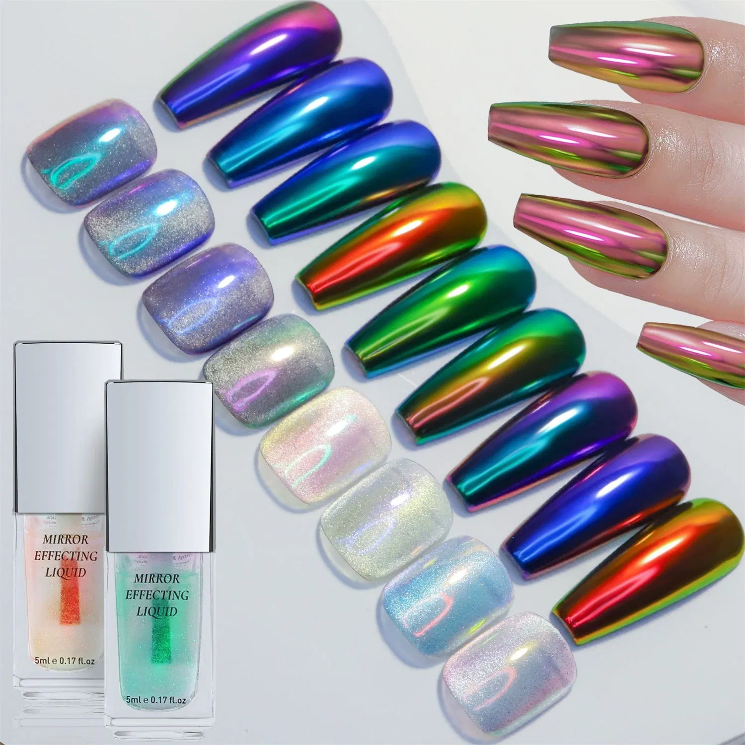 New Nail Liquid Magic Mirror Powder European and American Magic Mirror Nail Does Not Fly Powder Liquid Magic Mirror Powder