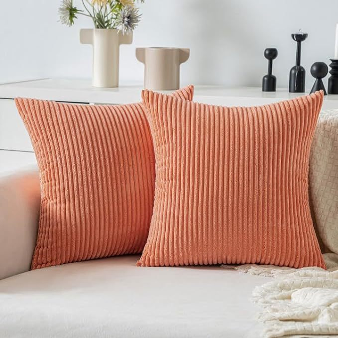 Home Decorative Soft Striped Velvet Square Throw Pillow Cover for Bedroom