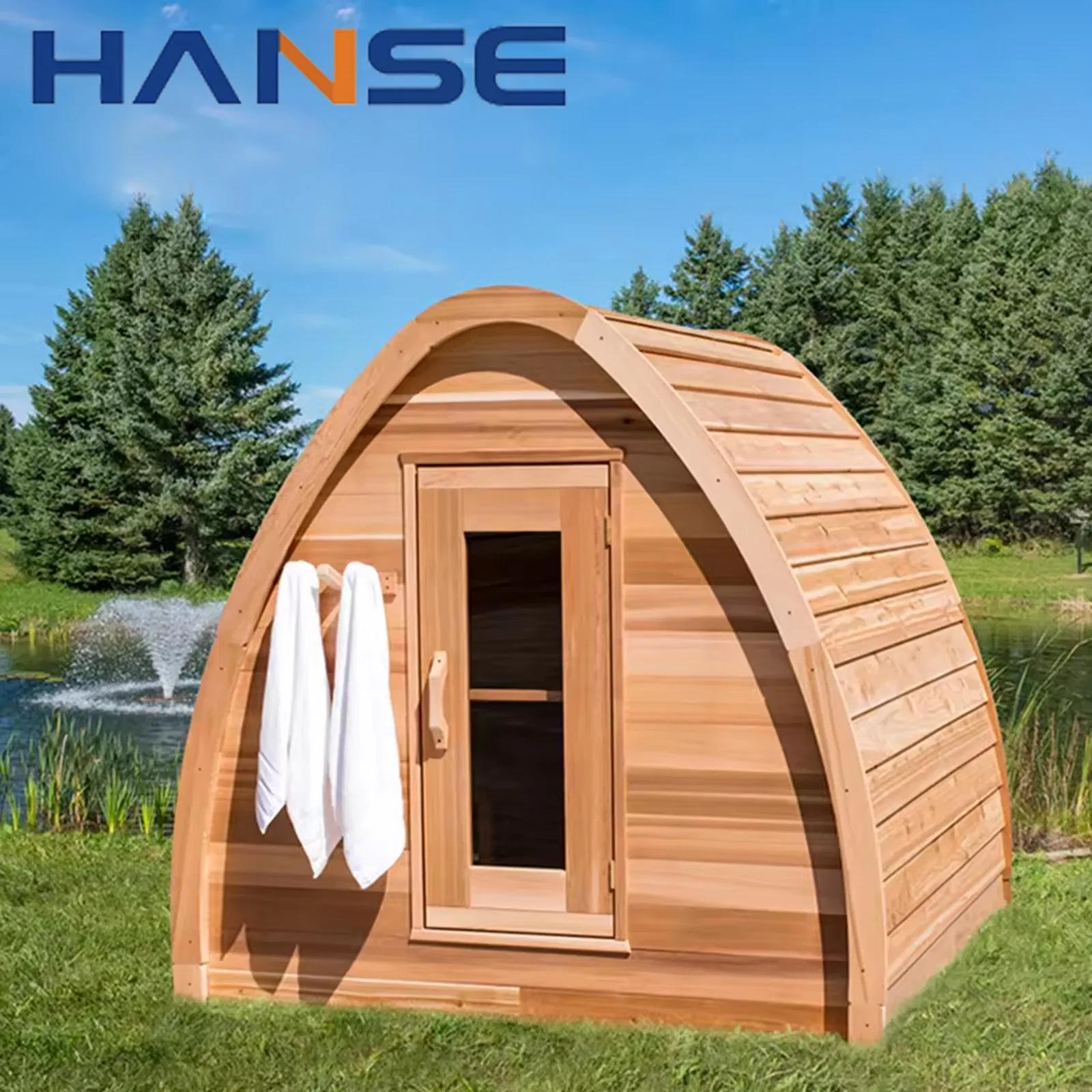 Modern Design Outdoor 6 Person Barrel Sauna Solid Wood Traditional Wet Steam Sauna for Sale