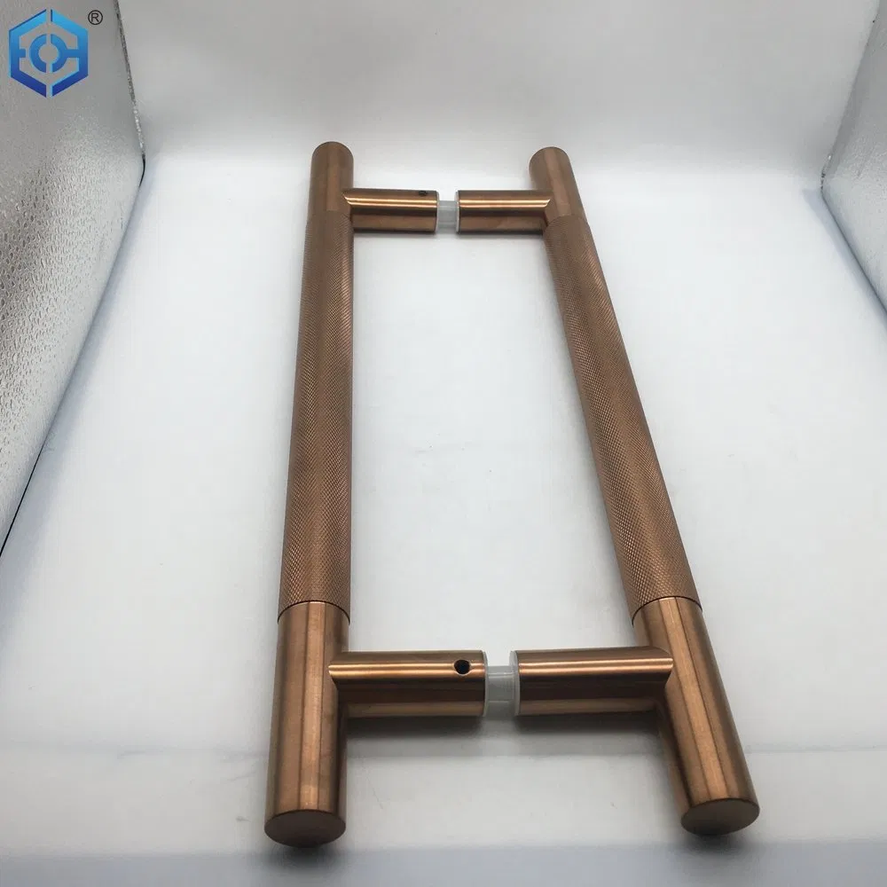 Rose Gold Stainless Steel H Type Knurled Glass Door Pull Handle