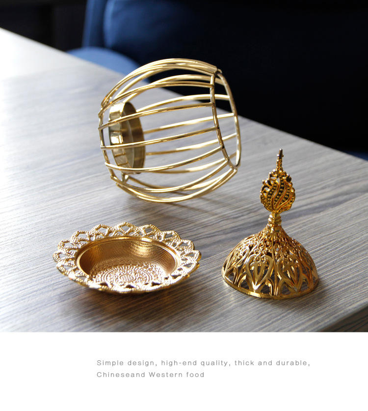 Wholesale High Quality Middle Eastern Arabic Incense Burner Gold Metal Incense Burner