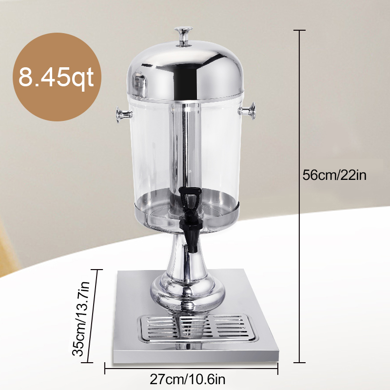 Daosheng Factory Direct Buffet Catering Equipment 8L Stainless Steel Plastic Beverage Dispenser Juice Jar