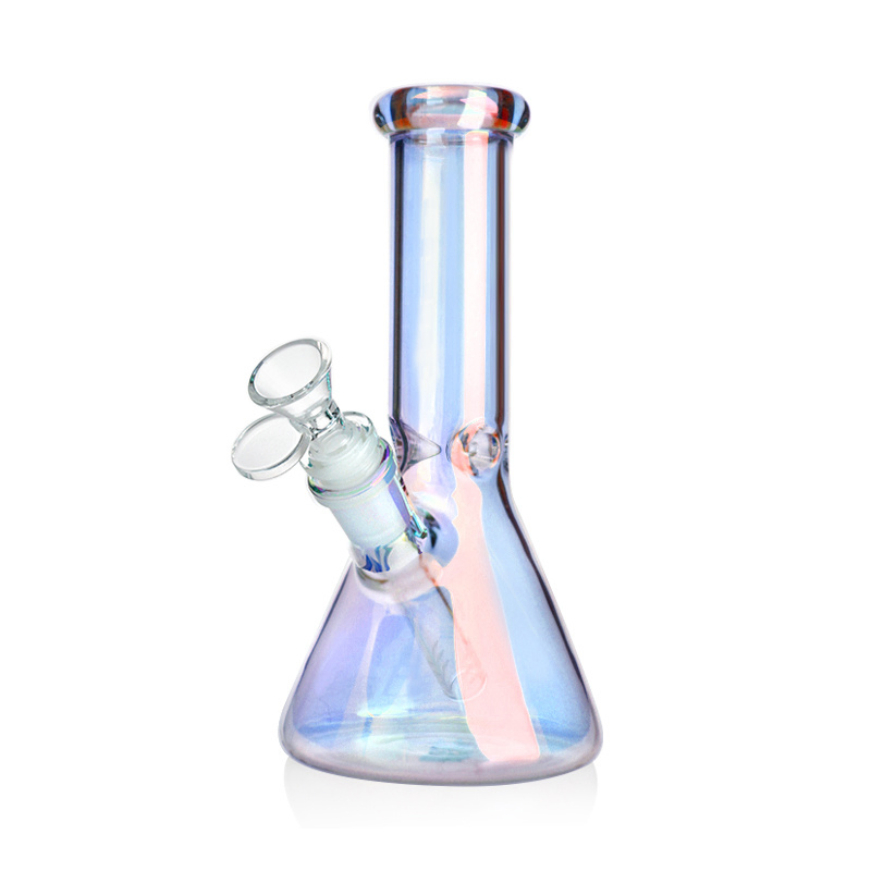 8 Inches Holographic Rainbow Glass Pipe Hookah Beaker with Smoking Water Pipe Accessoried Factory Price