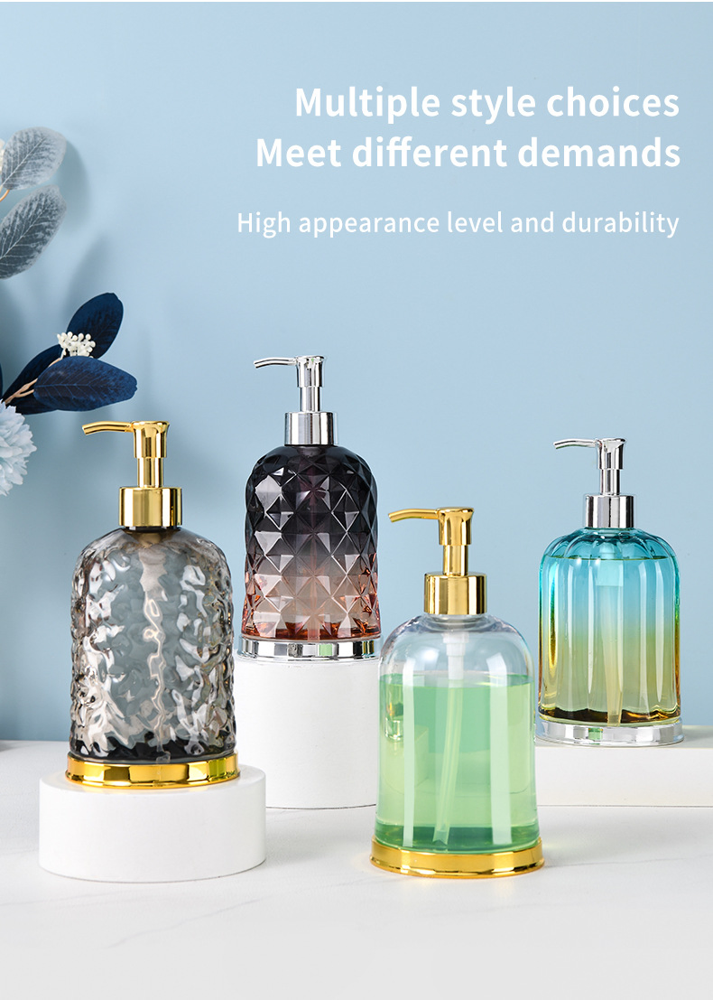Nordic Light Luxury Push-Type Soap Bathroom Shampoo Shower Gel Dispenser Bottle with Pump