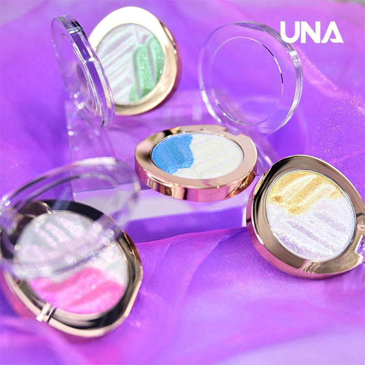 Private Label Cute Makeup Face Duochrome Shiny Long-Lasting Highlighter Whitening Powder Pressed Highlighter