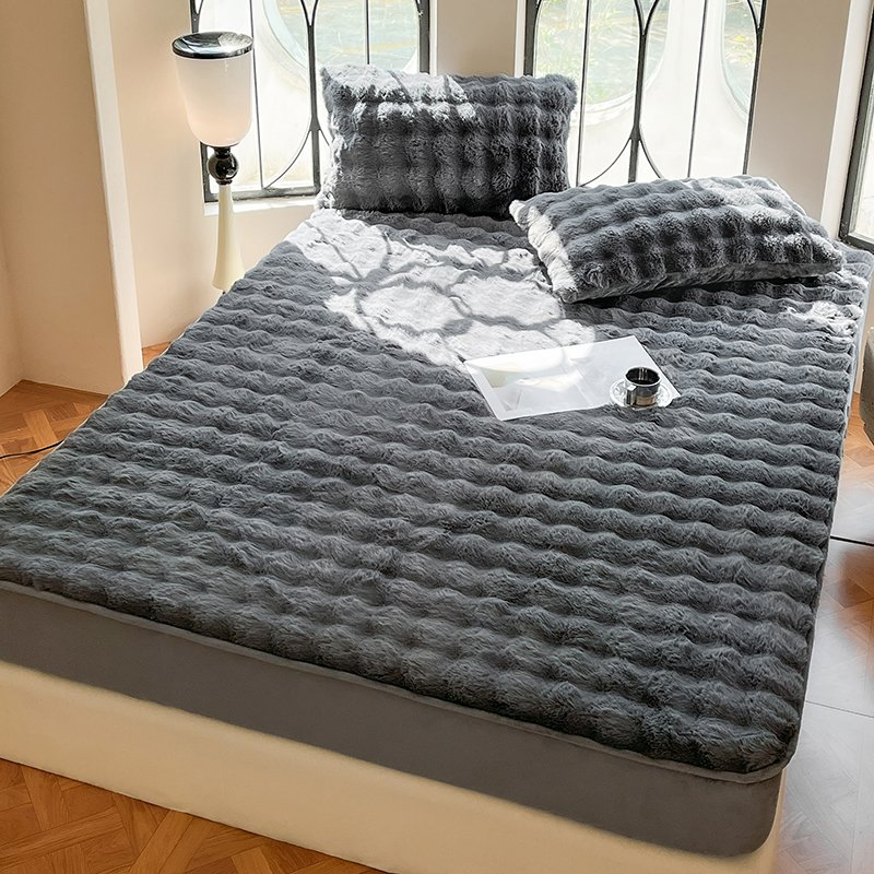 Plush Shaggy Fitted Sheet Faux Fur Bottom Sheet with 8-21" Deep Pocket Flannel Warm Tie Dyed Mattress Cover