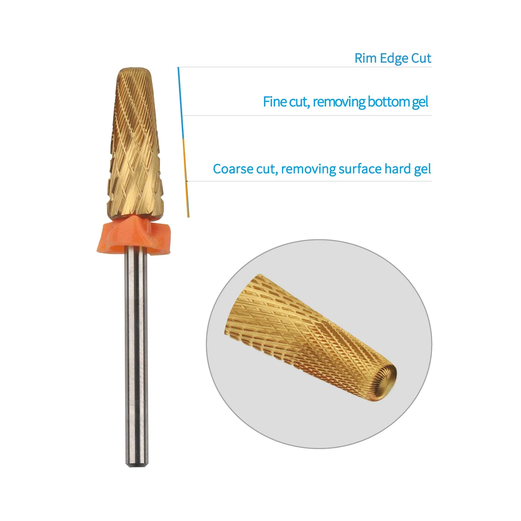 5 in 1 Mixed Teeth Cut Multi Function Tin Coating Tungsten Carbide Acrylic Gel Removing Nail Drill PRO Bit