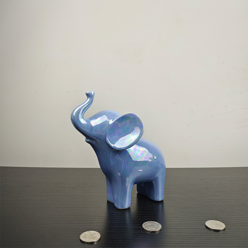 Vibrant Handmade Ceramic Elephant Piggy Bank for Unique Office Decor