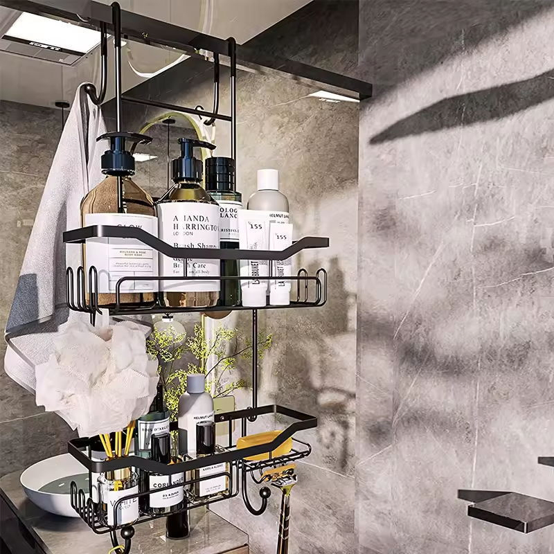 Sanipro Hot Sale Stainless Steel Toilet Shower Room Storage Rack Punch Free Hanging Organizer Bathroom Shelves