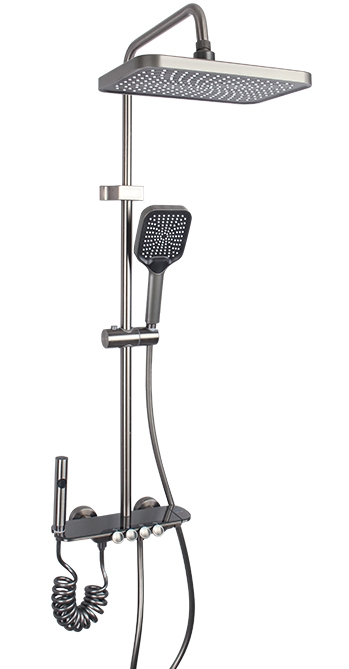 Senhang Bathroom Gun Gray Four-Function Boosting Shower Head Set